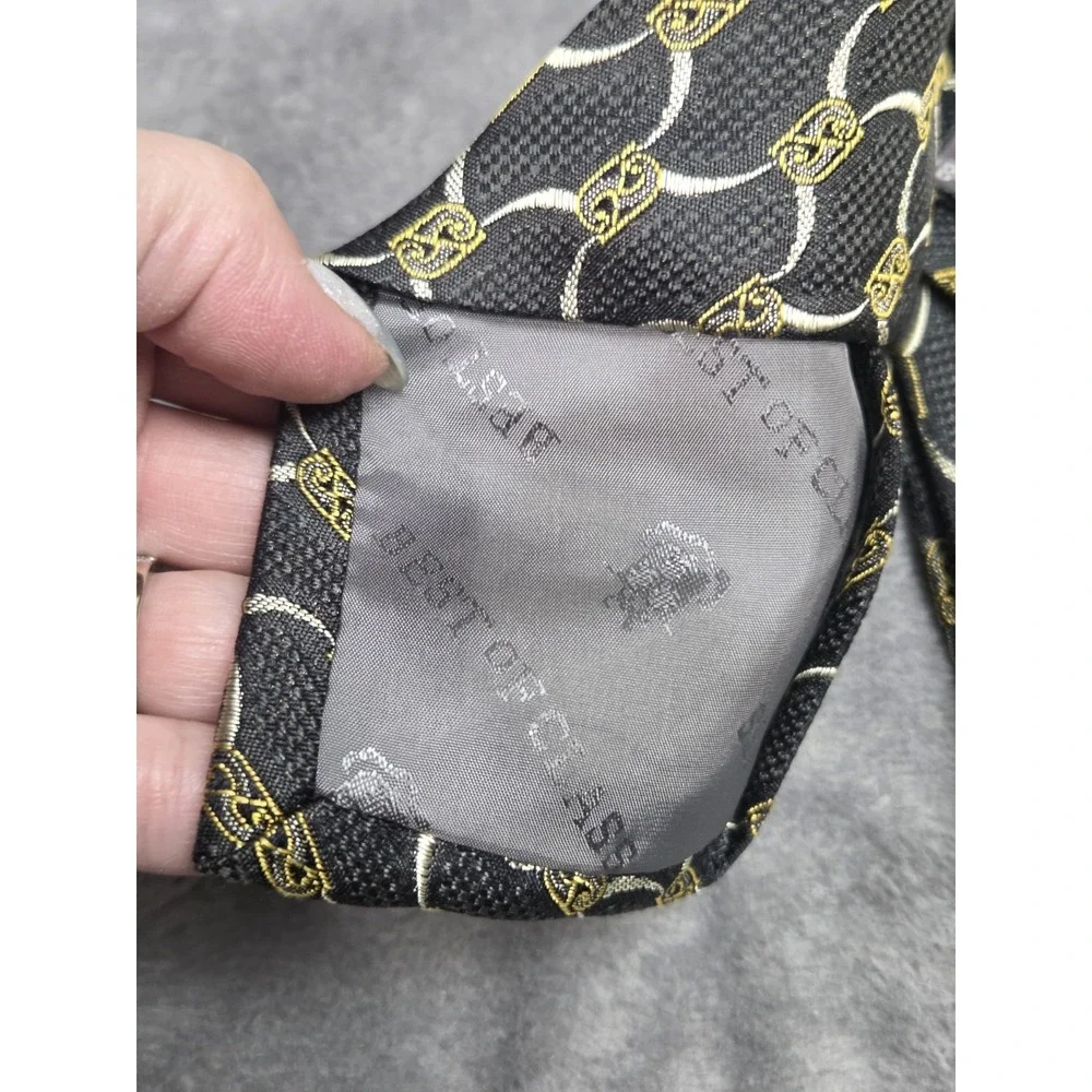 Robert Talbott Best of Class Men's Tie   100%‎ Silk Black Gold Geometric Hand